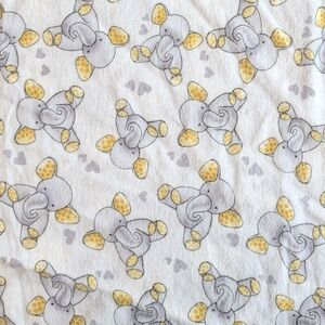 Elephant Baby Receiving Swaddling Blanket Yellow Gray 38"x37"